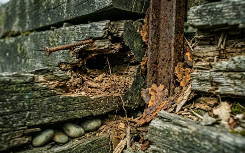 Rotting timber sleeper